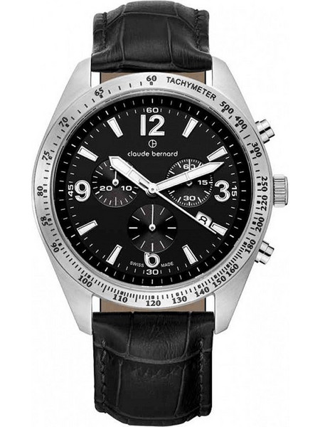 Claude Bernard Classic Ανδρικό Ρολόι Χρονογράφος με Μαύρο Δερμάτινο Λουράκι 10247-3C-NB