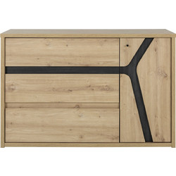 Alana Συρταριέρα Με 3 Συρτάρια Και 1 Πόρτα 117x47x76εκ. Artisan Oak / Black Thread