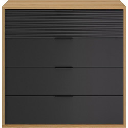 Otello Συρταριέρα Με 4 Συρτάρια 106x45x103εκ. Helvezia Oak / Μαύρο