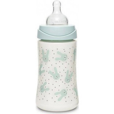 Suavinex Hygge Baby Πλαστικό Μπιμπερό με Θηλή Σιλικόνης 0m+ Green Stripes Rabbit 270ml
