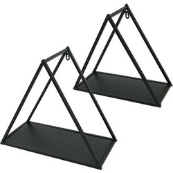 ΜΕΤΑΛΛΙΚΑ ΡΑΦΙΑ TOIXOY ΤΡΙΓΩΝA ΣΕΤ X2 - ΜΑΥΡΟ L:41x20x36 S:35x16x22cm