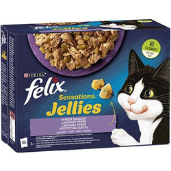 Purina Felix Sensations Jellies with Turkey, Mackerel, Lamb & Herring in Gravy 12x85gr