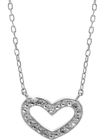 Ασημένιο κολιέ 925 καρδιά με κρύσταλλα Swarovski (J1021)