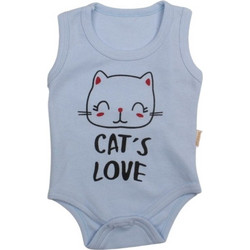 Κορμάκι Βρεφικό Αμάνικο Cat's Love W9002 - ΓΑΛΑΖΙΟ