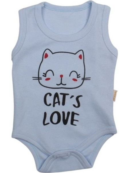 Κορμάκι Βρεφικό Αμάνικο Cat's Love W9002 - ΓΑΛΑΖΙΟ