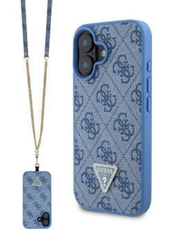 Guess Metal Logo Strass Crossbody - θήκη για Apple iPhone 16 - Μπλε