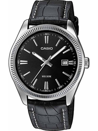 Casio Standard Ανδρικό Ρολόι με Μαύρο Δερμάτινο Λουράκι MTP-1302PL-1AVEF