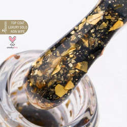 Alezori Non Wipe Luxury Gold Top Coat Glitter Ημιμόνιμο Βερνίκι Νυχιών 15ml