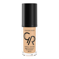 Golden Rose Total Cover 2 In 1 & Concealer 11 Nude Liquid Foundation SPF15 30ml