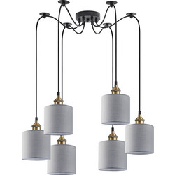 Home Lighting Κρεμαστό Φωτιστικό Οροφής Πολύφωτο Γκρι SE21-BR-10-BL6-SH2 77-8733