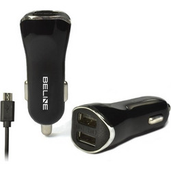 Beline φορτιστής αυτοκινήτου 2xUSB + microUSB 2,1A μαύρη