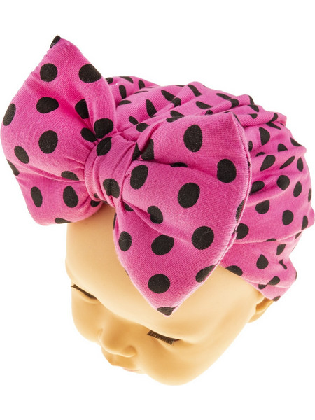 Dafne τουρμπάνι μωρού με μεγάλο φιόγκο Fuchsia Dots
