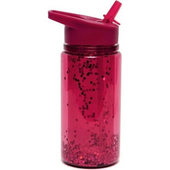 Petit Monkey Glitter Zinfandel Παιδικό Ποτήρι Πλαστικό με Καλαμάκι Φούξια 300ml