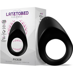 LateToBed Fun Rings Picker Ελαστικό Δαχτυλίδι Πέους Σιλικόνης με Δόνηση Μαύρο
