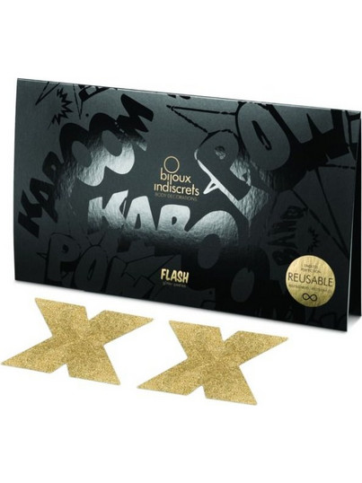 BIJOUX - INDISCRETS FLASH CROSS GOLD NIPPLE COVERS