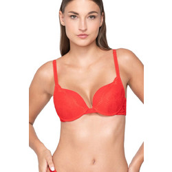 Luna Jolie Σουτιέν για Βαθύ Ντεκολτέ Push Up με Μπανέλα Κόκκινο 16200