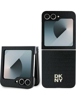 DKNY Repeat Pattern Stack Logo Case for Samsung Galaxy Z Flip6 - Black