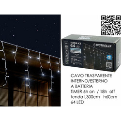 General 64LED Χριστουγεννιάτικα Λαμπάκια LED σε Βροχή Μπαταρίας Ψυχρό Φως 3m