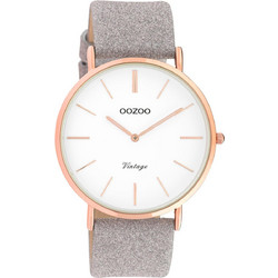 Oozoo Timepieces Γυναικείο Ρολόι με Γκρι Δερμάτινο Λουράκι C20151