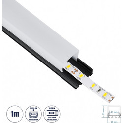 GloboStar SURFACEPENDANT-PROFILE 70849-1M Προφίλ Αλουμινίου - Βάση & Ψύκτρα Ταινίας LED με Λευκό Γαλακτερό Κάλυμμα - Επιφανειακή & Κρεμαστή Χρήση - Πατητό Κάλυμμα - Μαύρο - 1 Μέτρο - Μ100 x Π2.6 x Υ2.
