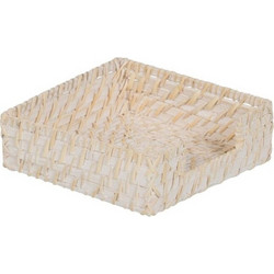 Θήκη για Χαρτοπετσέτες Λευκό Bamboo ρατάν 18 x 18 x 6 cm