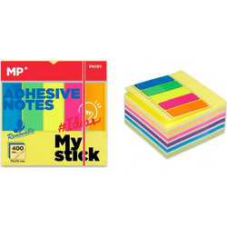 MP αυτοκόλλητα χαρτάκια σημειώσεων PN191, 75x75mm, χρωματιστά, 400+100τμχ PN191
