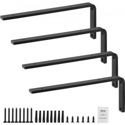 Βάσεις Ραφιών VEVOR, 16 x 6 in, 4 τεμ. Μαύρες, 160 lbs Φορτίο SJZJGBZJYGHWJF4D6V0