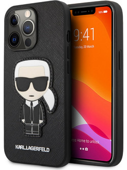 Karl Lagerfeld Saffiano Back Cover Black (iPhone 13 Pro)