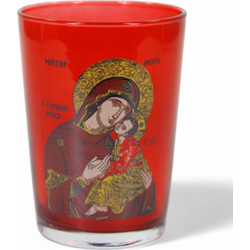 Επιτραπέζιο Καντήλι Ποτήρι 500ml Κόκκινο (Διάμετρος 8,8 εκ. | Ύψος 12 εκ.) - Χειροποίητο Ελληνικό
