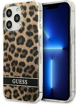 Guess Electro Stripe Back Cover Leopard Brown (iPhone 13 Pro)