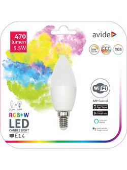 Avide LED Smart Κερί 5.5W RGB+W WIFI APP Control