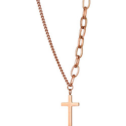Ghetto Simple Cross Charm Necklace Stainless Steel Rose Gold