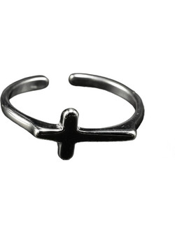 Ghetto silver simple cross ring
