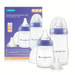 Lansinoh Feeding Bottle Starter Σετ Πλαστικά Μπιμπερό με Θηλή Σιλικόνης κατά των Κολικών 0-6m 160ml + 240ml
