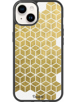 Gold Cubes Θήκη Κινητού Σχέδιο 50038 - iPhone, iPhone 14, Premium Leather Feel Case