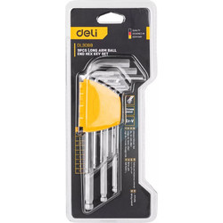 DELI σετ κλειδιά Allen DL3088 με μακρύ βραχίονα, 1.5-10mm, Cr-V, 9τμχ
