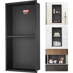 VEVOR 33,02 x 63,5 cm Ντουλάπι Ντους Χωρίς Πλακάκια 304 Ανοξείδωτο Ατσάλι, Εντοιχισμένο Ντουλάπι με Διπλά Ράφια, Σφραγισμένο Αδιάβροχο Ανθεκτικό στη Σκουριά Μοντέρνο Ντουλάπι για Ντους ή Αποθήκευση Σα