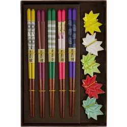 Τσοπστικς με Βάση Tokyo Design Studio Giftset Chopsticks with Maple Leaf Rests 5 Pairs