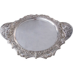 Δίσκος Στρογγυλός Μεταλλικός Ασημί 41x34cm Galifas 925112 - Galifas