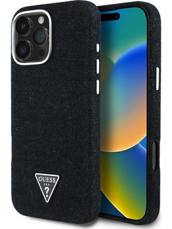 Guess Denim Triangle Logo MagSafe Θήκη iPhone 16 Pro Black