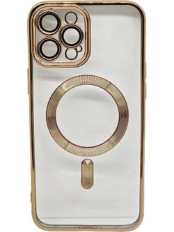 Magsafe Back Cover Σιλικόνης Διάφανο/Χρυσό (iPhone 12 Pro Max)