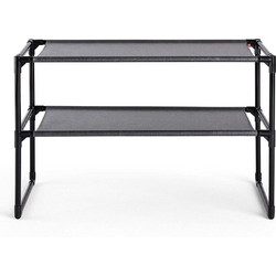 Rayen Παπουτσοθήκη Στοιβαζόμενη με 2 Ράφια 59x28x38cm σε Μαύρο Χρώμα (6035.01)