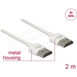 DeLOCK Καλώδιο HDMI 2.0 HDMI Male to HDMI Male 2m White 85137