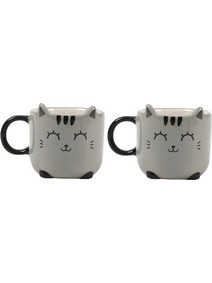 iTotal Σετ Φλιτζάνια Espresso Κεραμικά Grey Cat 2τμχ XL2520C