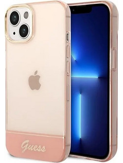 Guess Translucent Back Cover Pink (iPhone 14 Plus)