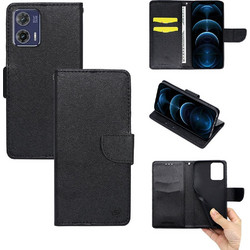 Sonique Trend Wallet Θήκη Πορτοφόλι Μαύρο (Motorola Moto G73 5G)