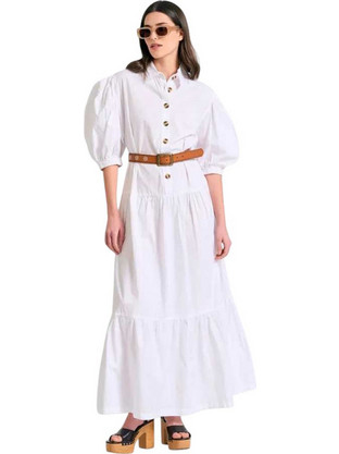 Funky Buddha Maxi Καθημερινό Φόρεμα Λευκό FBL011-104-13