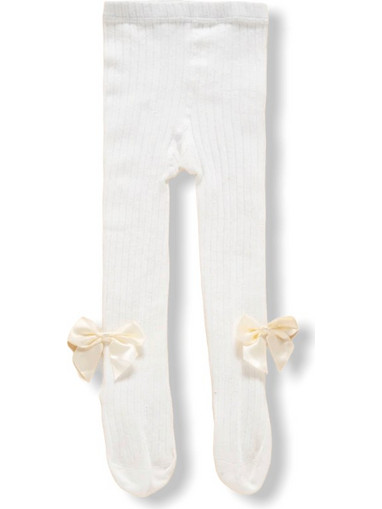 Baby Legging With Bow - White