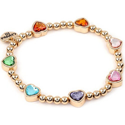 CHARMIT Gold Sparkle Heart Stretch Bead Βραχιόλι με Καρδιές Χρυσό CT09-04