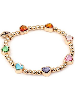 CHARMIT Gold Sparkle Heart Stretch Bead Βραχιόλι με Καρδιές Χρυσό CT09-04